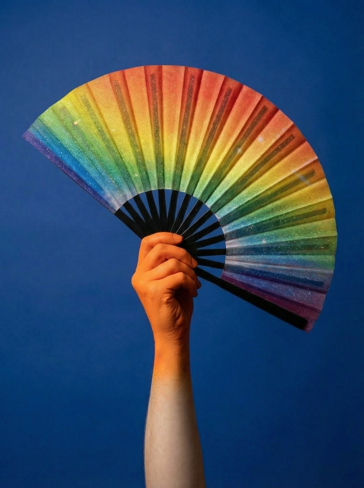 Sparkling Folding Fan Bright Color Rainbow